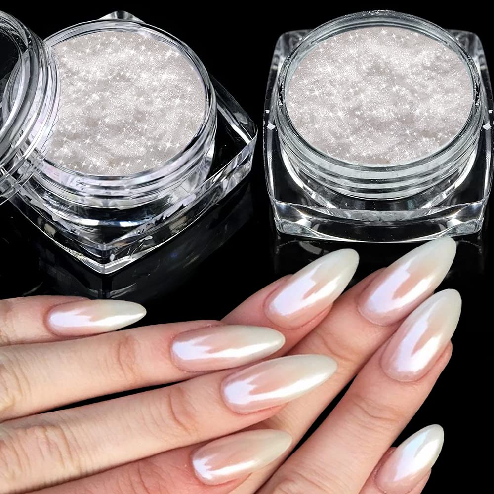 Weiße Perle Chrome Nagelpuder