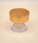 Glas Tiegel 50ml Klar mit rose/goldenem Schraub- Deckel