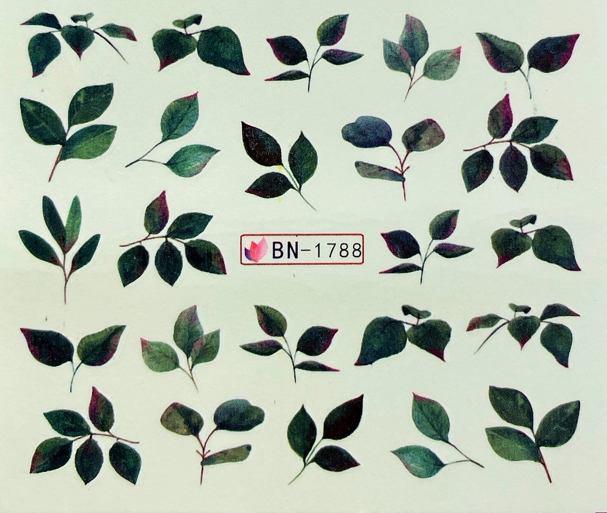 Nail Tattoo Grüne Blätter