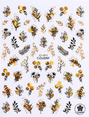 Nail Sticker Holografische Pflanzen Gold 2