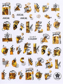 Nail Sticker Holografische Pflanzen Gold 3