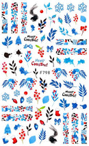 Nail Sticker Weihnachten Blauer Mistelzweig Beeren