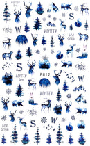 Nail Sticker Winter Blaue Waldtiere