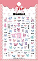 Nail Sticker Teddybär Bunt