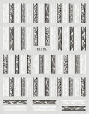 Nail Sticker Blätter Schwarz Weiß