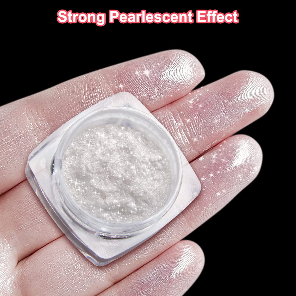 Weiße Perle Chrome Nagelpuder