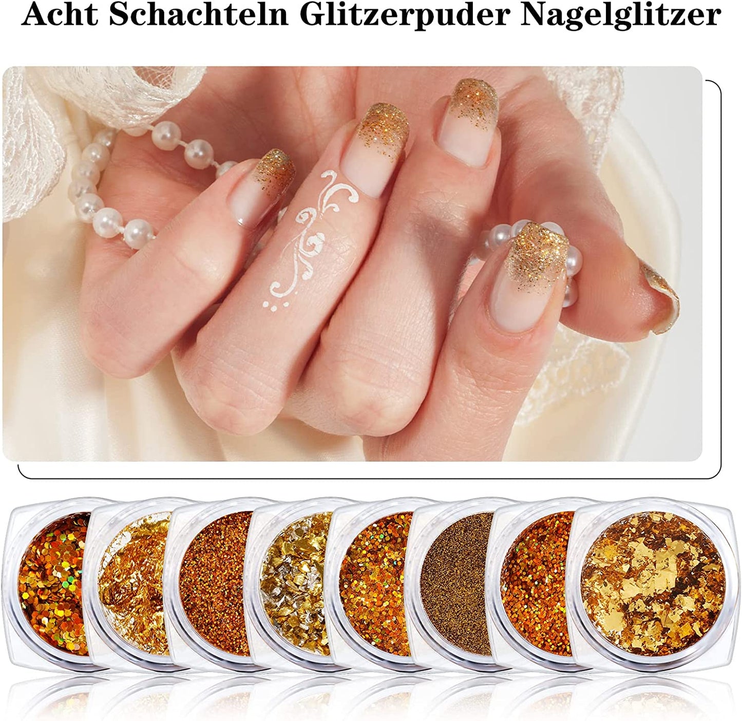 8 Box Glitzerpuder/ Glitzer Nagel Pailletten