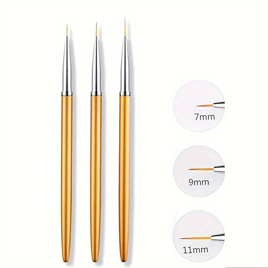 3er Nailart Pinsel Set (gold)
