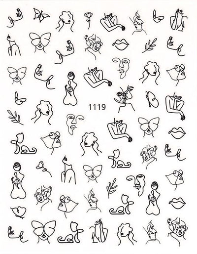 Nail Sticker Abstrakte Gesichter