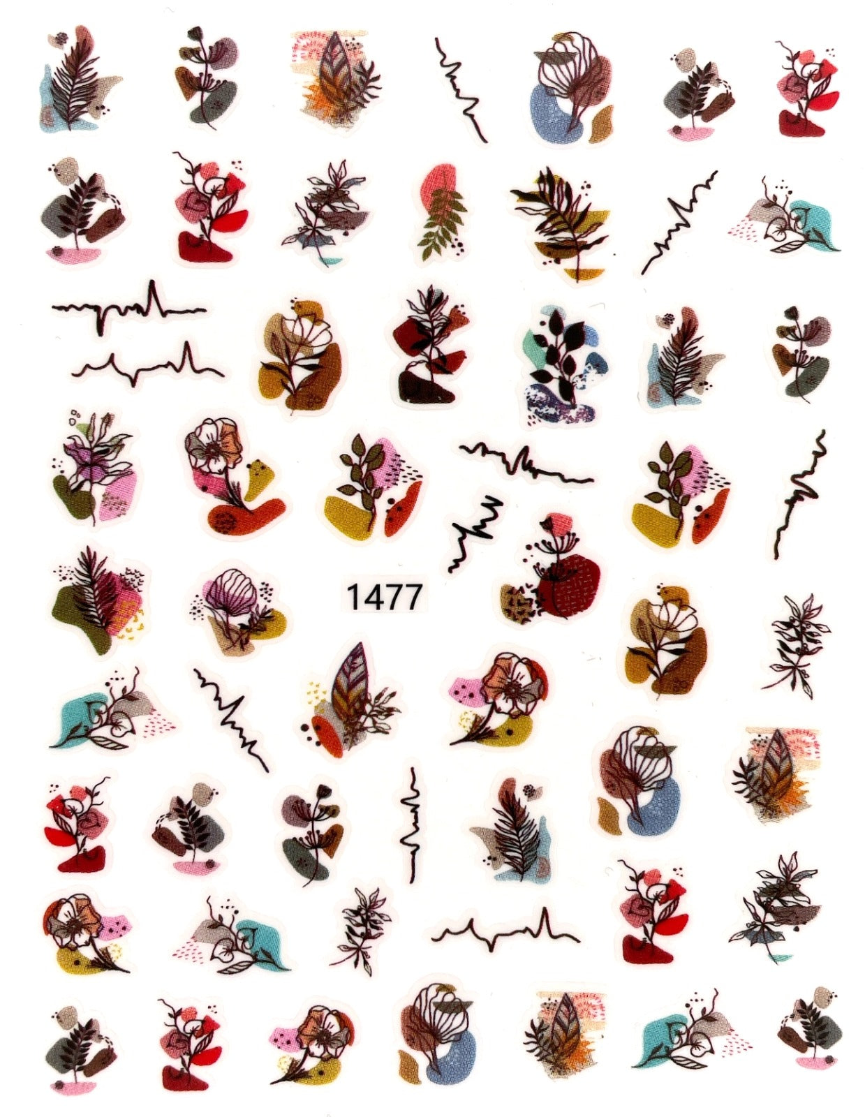 Nail Sticker Illustrierte Blumen & Pflanzen