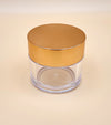 50 ml klart glas med rosa/guld skruelåg 
