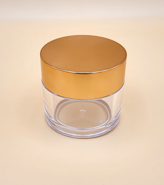 Glas Tiegel 50ml Klar mit rose/goldenem Schraub- Deckel