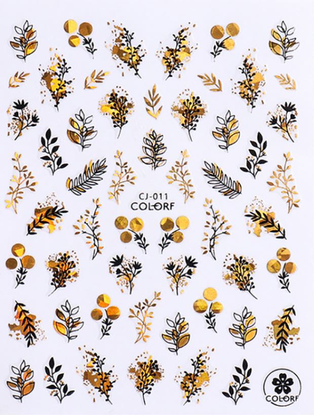 Nail Sticker Holografische Pflanzen Gold 2