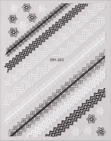 Nail Sticker Schwarz Weißes Mandala Muster