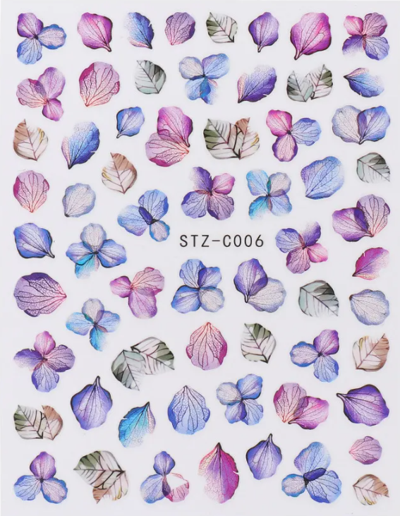 Nail Sticker Lila Blaue Blüten