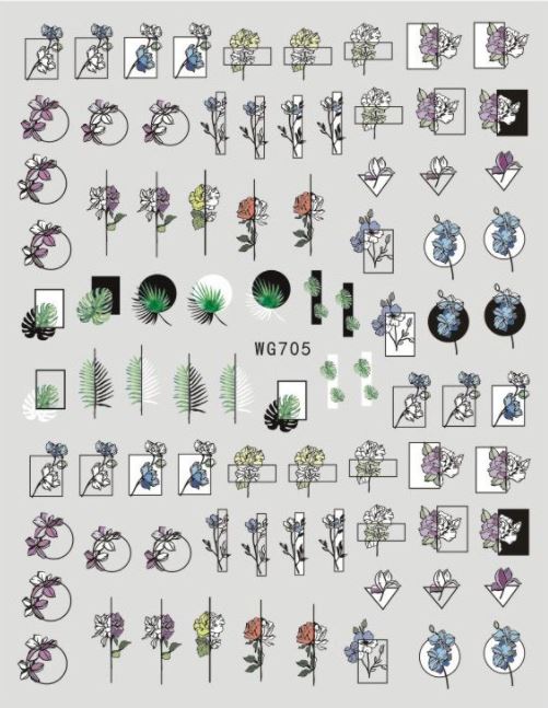 Nail Sticker Abstrakte Blumen 1